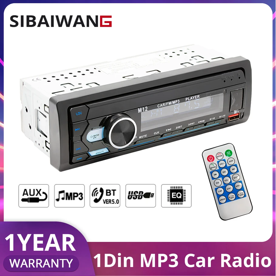 MP3 Car Radio 1Din Universa Bluetooth AUX TF Card USB 60W*4 Hands-free Support FM Radio Audio EQ Stereo Multimedia Player 12V