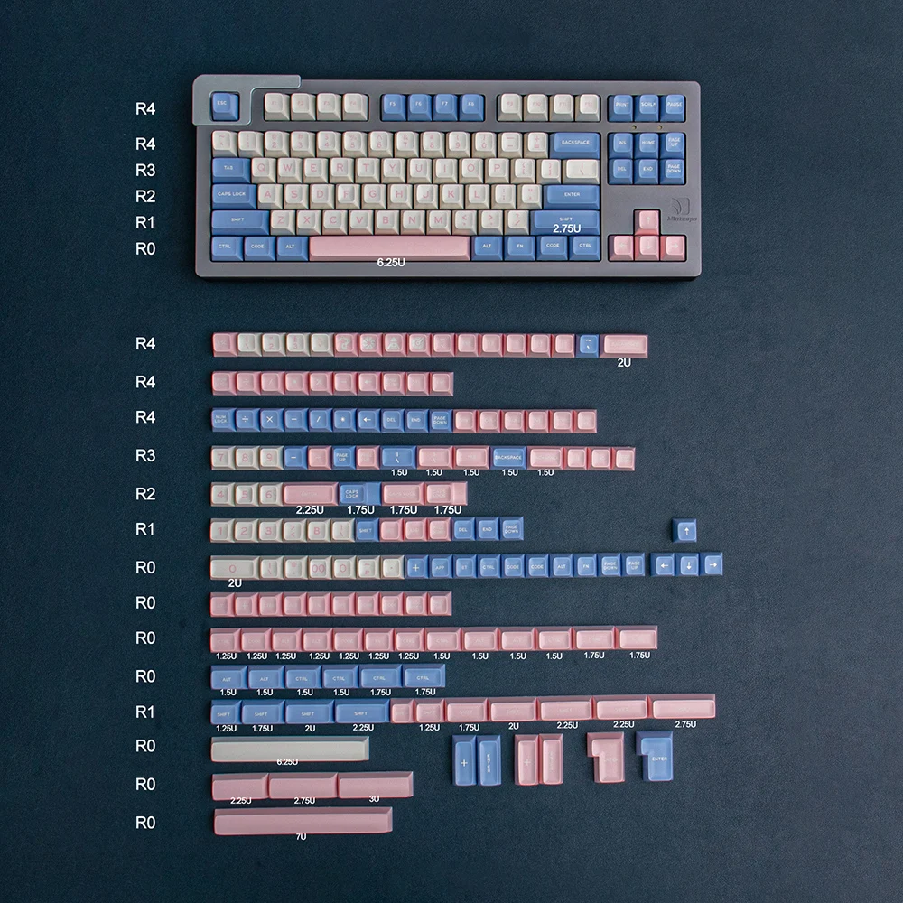 Keycap bubble blue pink SA height full set 237 keys two-color molding for mechanical keyboard 75/98