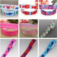 DHK 7/8'' 5yards Whale Sea Animals Printed Grosgrain Ribbon Accessory Hairbow Headwear Decoration DIY Wholesale OEM C1810