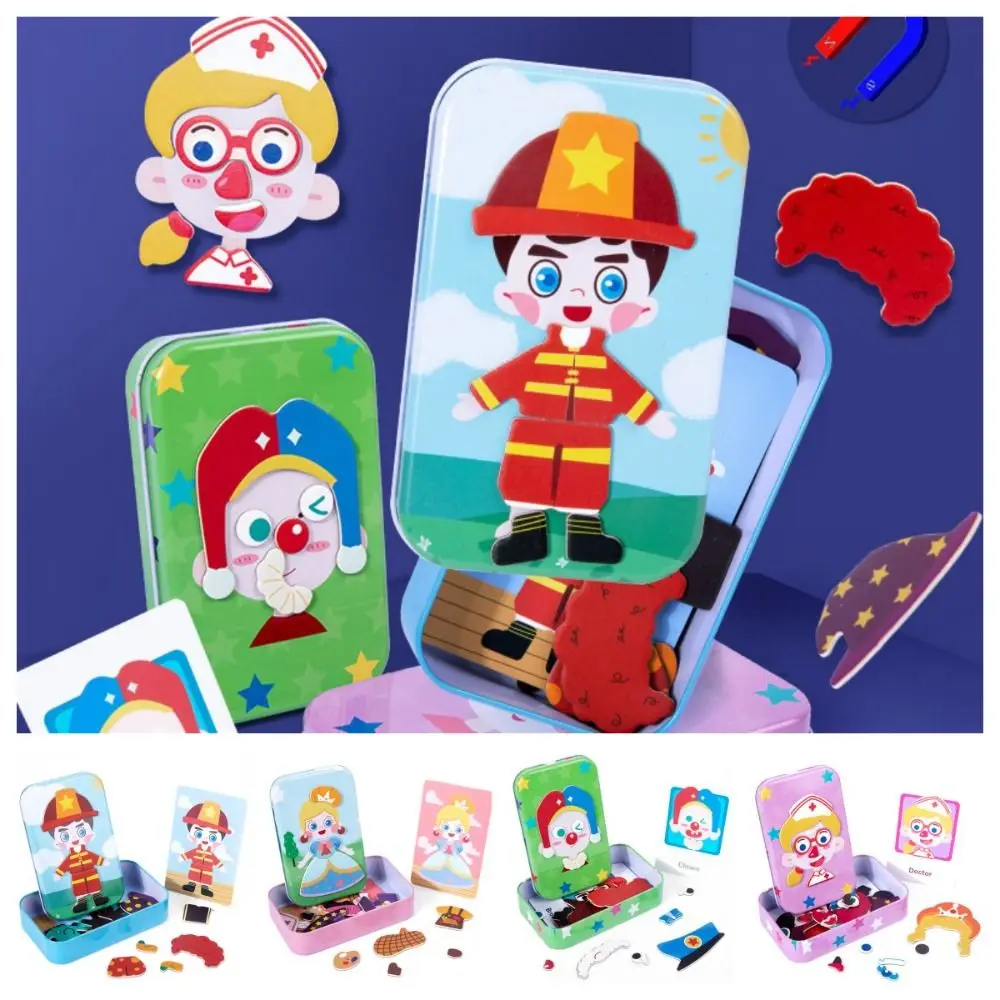 

Iron Magnetic Dress-up Puzzle 3D Tin Box Costume Baby Jigsaw Refrigerator Magnet Dressing Clothes Toddlers/Children/Girls