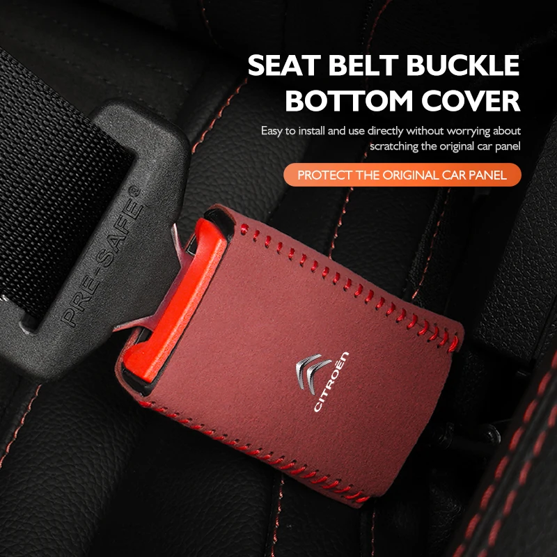 Suede Car Seat Belt Base Buckle Protector Cover Accessories For Citroen C4 C3 C5 C1 C2 C6 C4L DS3 DS4 Berlingo Picasso Jumper