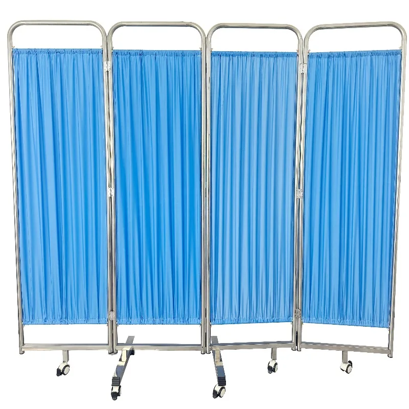 ستارة شاشة قابلة للطي مكونة من 4 ألواح من مستشفى، 4 أضعاف من الفولاذ المقاوم للصدأ، شاشة جناح المستشفى #1