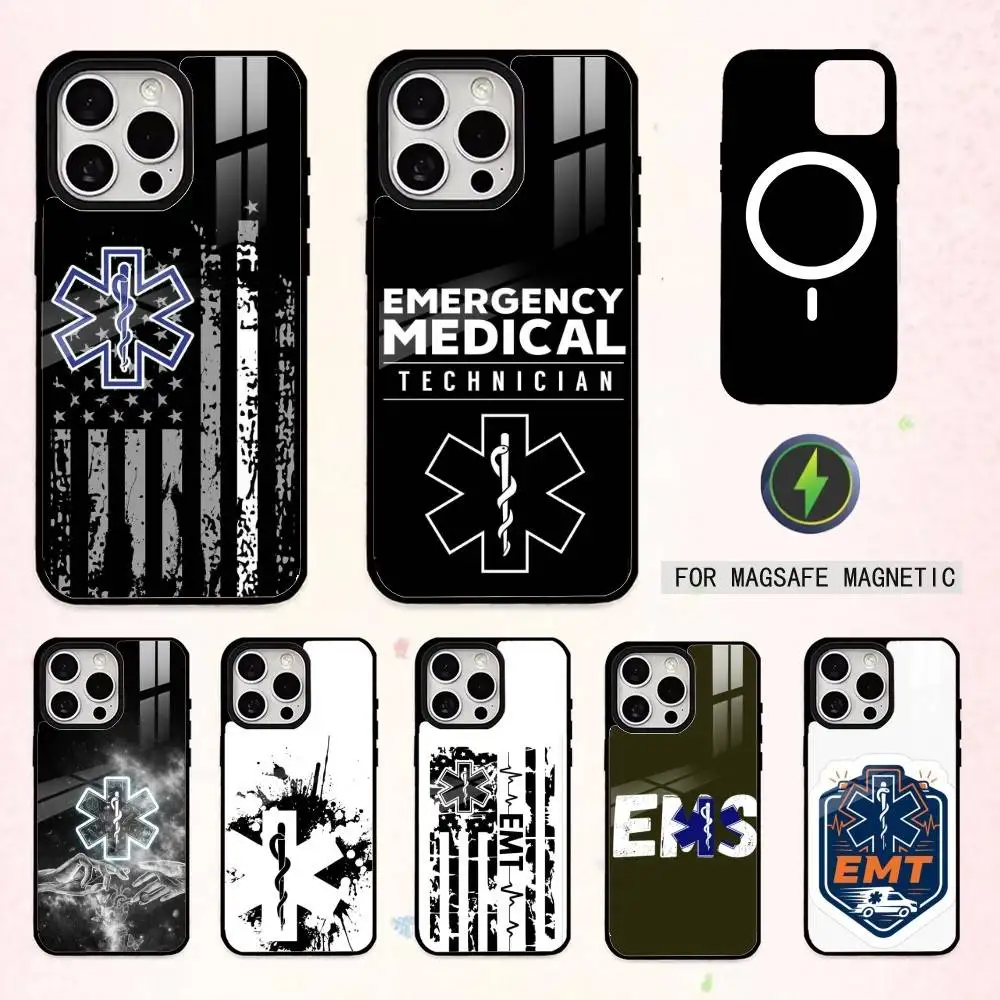 

EMT EMS Ambulance L-LOGO Phone Case For iPhone17,16,15,14,13,12,11 Plus,Pro Max Magnetic For Magsafe Wireless Charging