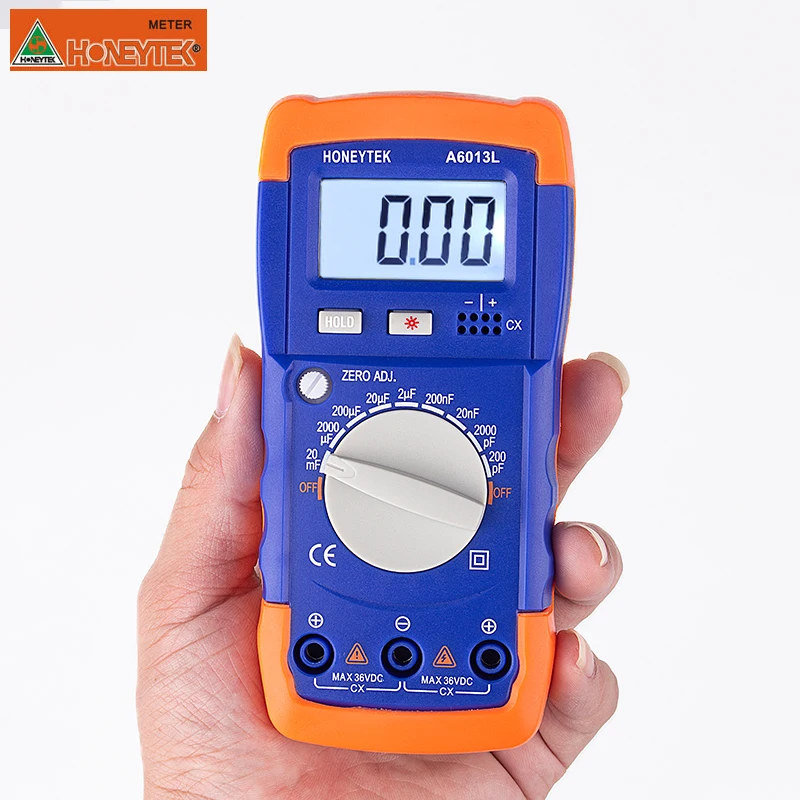 A6013L Professional Digital Capacitometer 200pF-20mF Capacitance Meter Capacitor Tester Data Retention With Backlight Test Tool