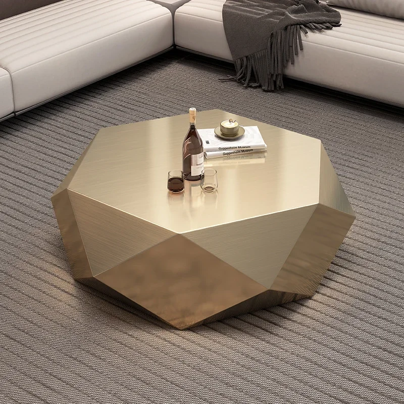 

Gold diamond coffee table designer style high sense modern simplicity special-shaped light luxury living room home Italian