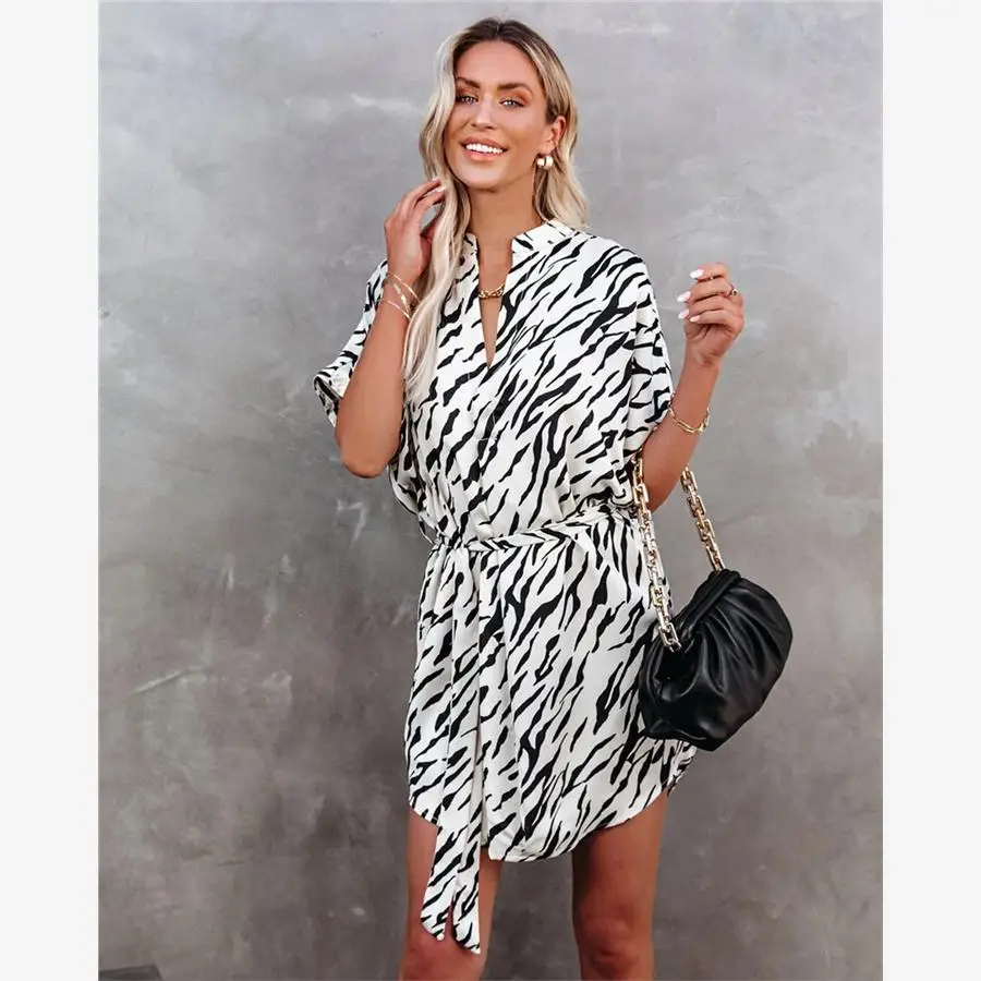 Zomer losse bloemenprint Dr Dames Street Sle Midi Taille ort Sve V-Ne H-ape Enkele knoopsluiting Casual Dr