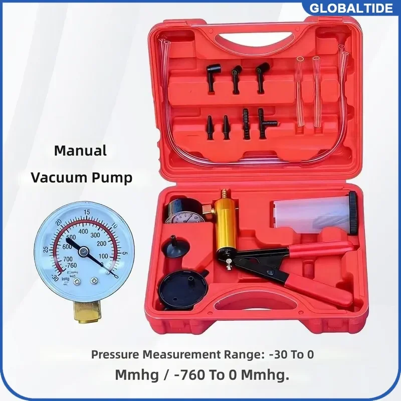 2 in 1 Brake Bleeder Kit Hand Held Vacuum Pump Test Set Automotive One Man Brake Clutch Bleeding Tool with Protected Case