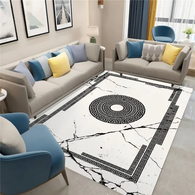 Marble Greek Pattern Rug Greek Key Carpet Greek Motif Rug,Living Room rug Bedroom and Home Decor mat Holiday Home Decor