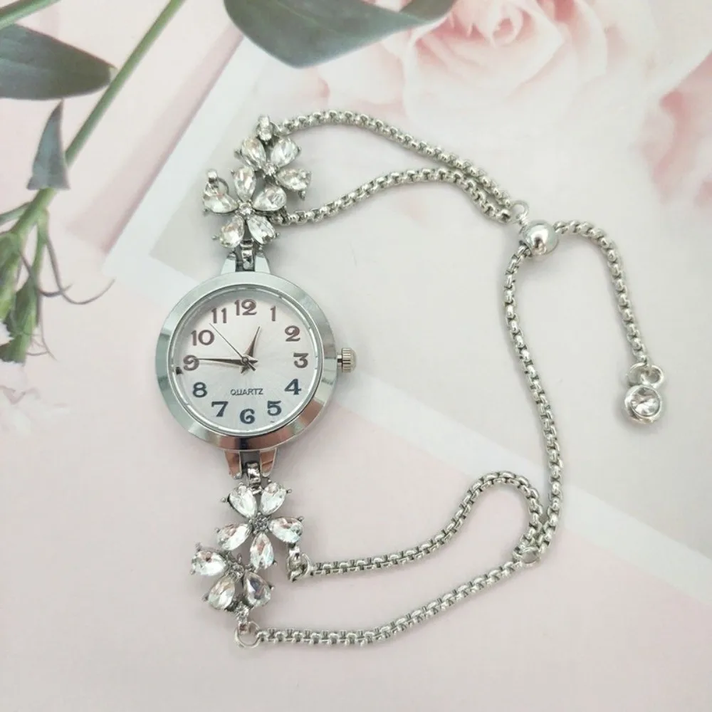 Adjustable Women's Quartz Watch Quartz Movement Violet Crystal Bracelet Watch Diamond Inlaid Waterproof Luxury Wrist Watch