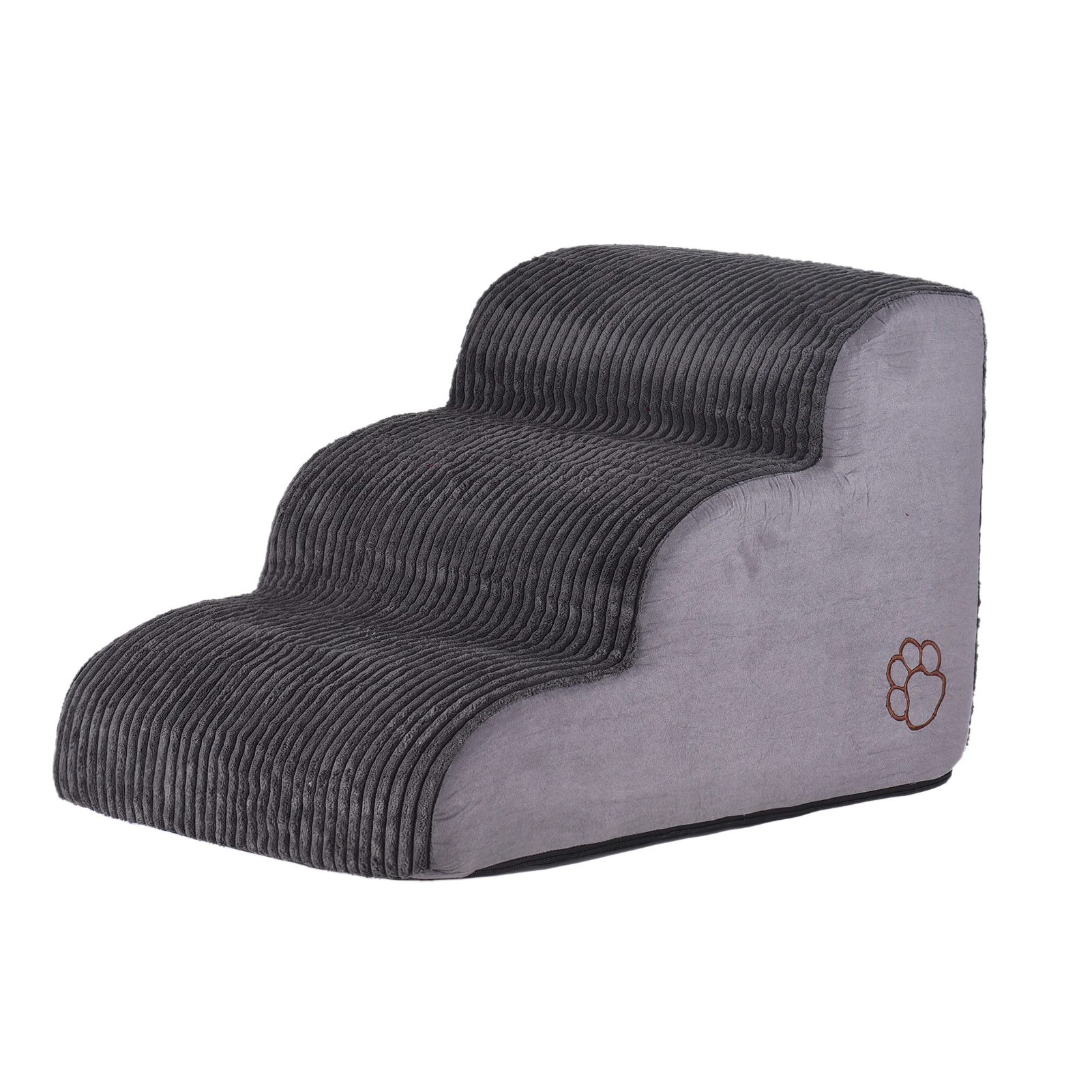 

Dog Stairs for Small Dogs 3-Tier Dog Ramp with Corduroy Cover for Bed and Couch Non-Slip Indoor Slope Stairs for Small Dogs