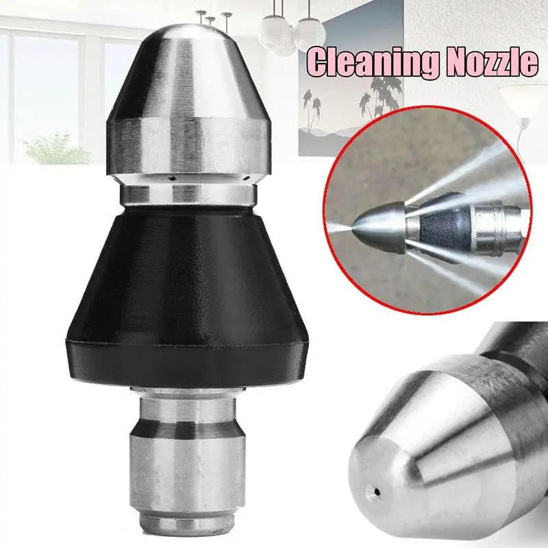 

1/4 Inch Sewer Cleaning Tool High-pressure Nozzle Pipe Dredger Cleaning Hose Pipe Jetter Head 5000PSI High Pressure Washer Sewer