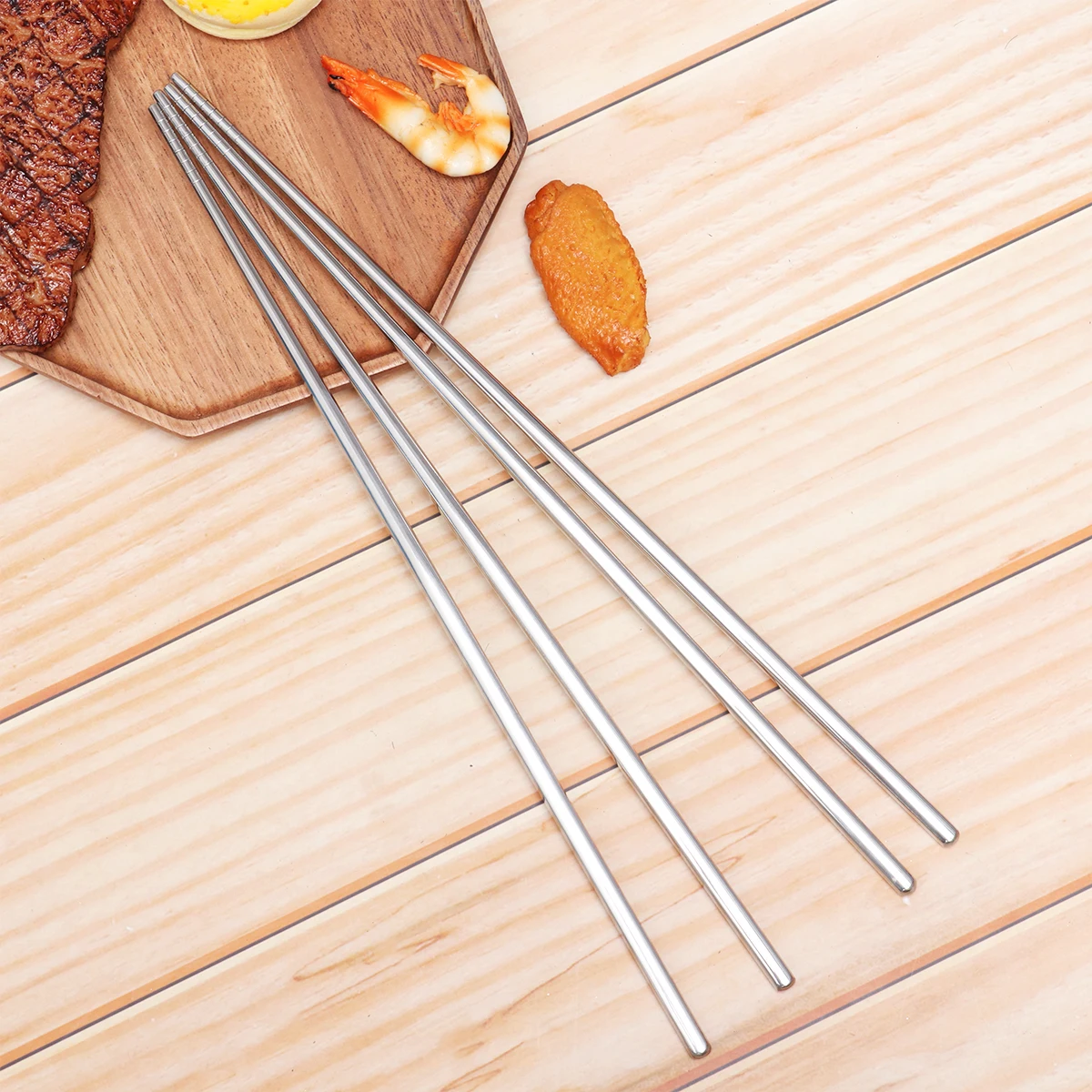

36Cm Stainless Steel Long Chopsticks Anti-Slip Heat Resistant For Hot Pot Bbq Cooking Camping Lightweight Reusable