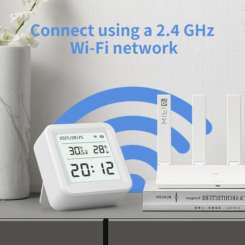 Tuya WiFi Smart Temperature Sensor Indoor Thermometer Hygrometer Smart Life Products Battery Powered Compatible with Alexa
