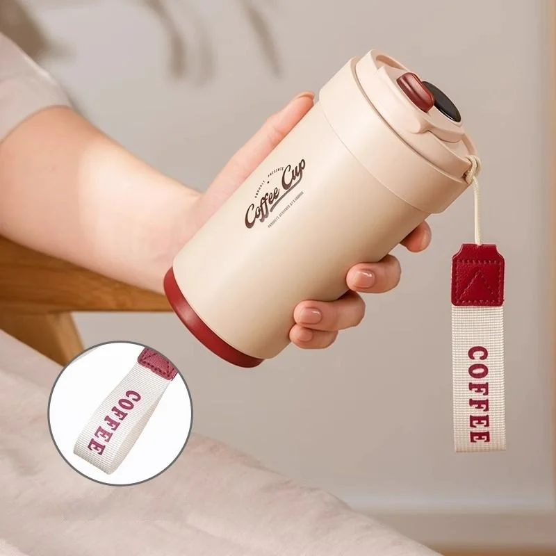 GIANXI Thermos Cup Coffee Cup 316 Stainless Steel Girls High Appearance Level New Accompanying Portable Cup Straw Cup