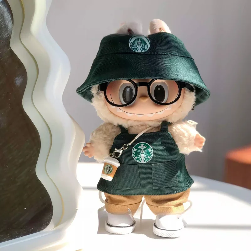 

15 см 17 см Labubu Bjd одежда кофе слепая коробка V1 V2 V3 рабочая одежда замена одежды модный ретро нежный костюм игрушка
