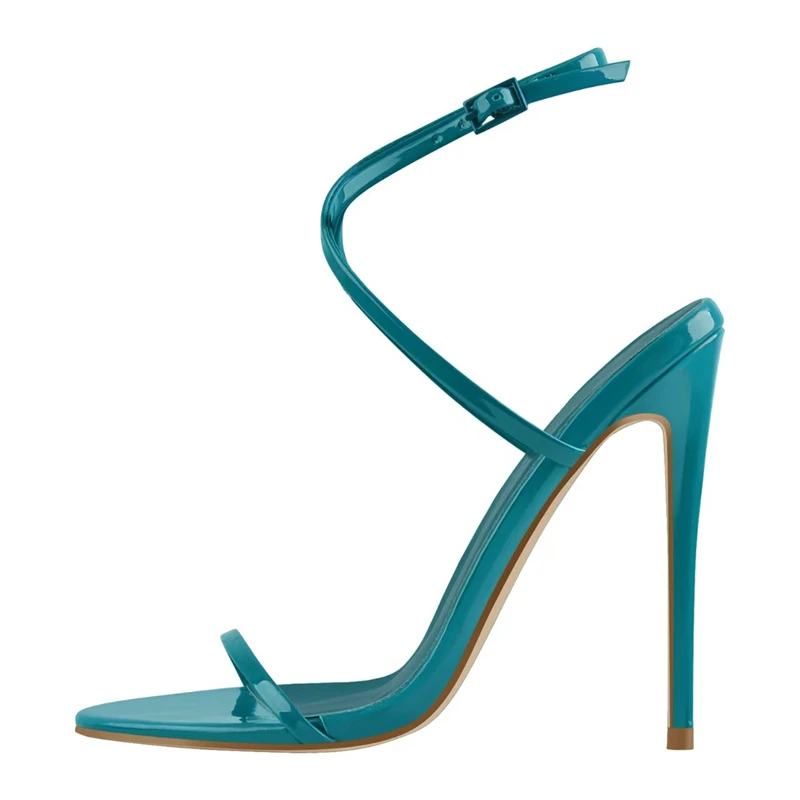 Sexy High Heels Women's Sandals Summer Shoes Large Size 46 Ankle Strap Fashion Green Blue Silver Dance Party Footwear Shoes Lady - view 5