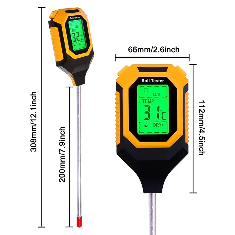 4-in-1 Soil Tester, Soil Moisture Meter with pH, Temperature & Sunlight Measurement, Digital Plant Water Meter with Backlit LCD view 6