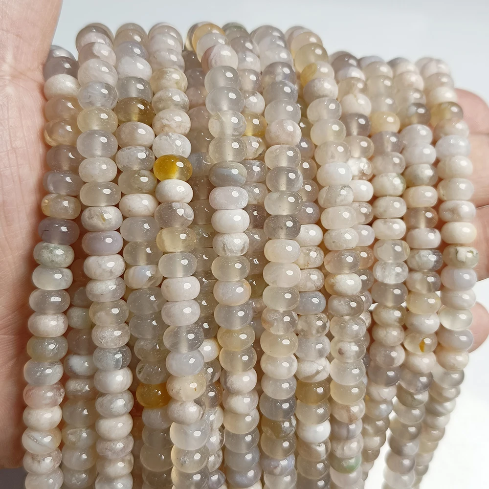 Natural Stone Agates Bead Smooth Cherry Agates Spacer Beads Round Tube Rondelle Bead Charm for DIY Bracelet Necklaces Earrings