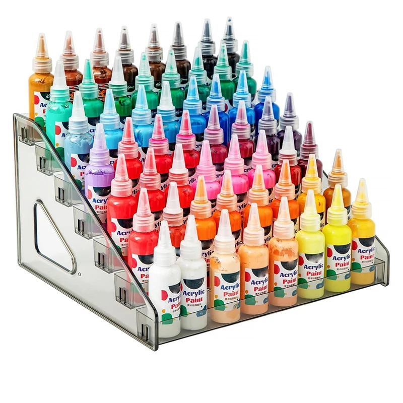 منظم طلاء أكريليك (7 طبقات) حامل فرشاة طلاء (26 فتحة)، منظم زجاجات الطلاء، لأحبار الكحول وتلوين الطعام