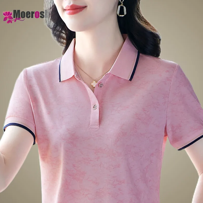 

Summer Printed Short-sleeved POLO Shirt Women's T-shirt Shirts Trend 2024 Top Crop Sleeve Tops Luxury Pulovers Golf Wear Tees