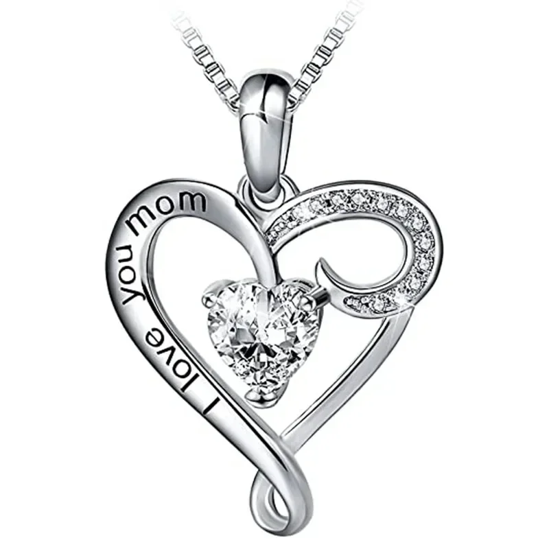 Women's Necklace with Colorful Crystal Love Zircon Shining Pendant 2026 New Design for Anniversary Party Jewelry Wholesale