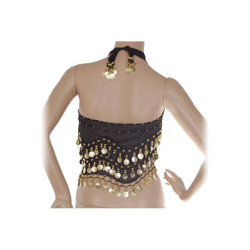 

128Pcs Black Belly Dance Hip Scarf Indian Skirt Beads Coins Express Femininity Dancing Accessory Belly Dance Skirt