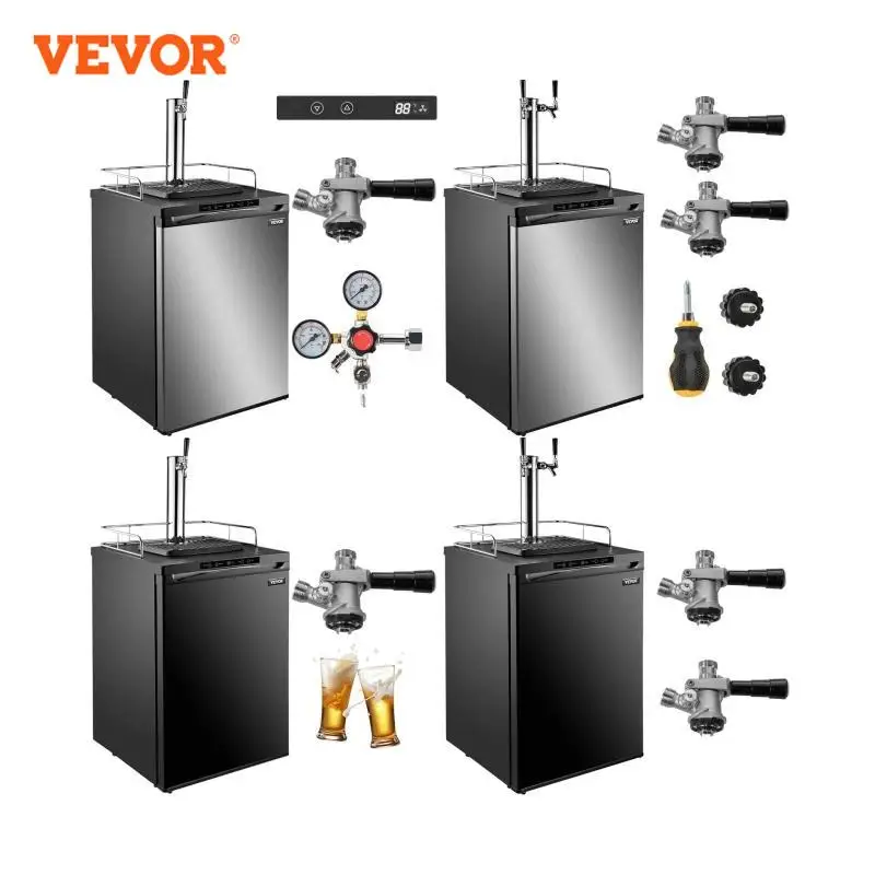 VEVOR 43Gal Bier Kegerator Dispenser Kühlschrank Freistehende Beweglichen Einzigen/Double Tap Kommerziellen Große Fass System Wein Kühlschrank