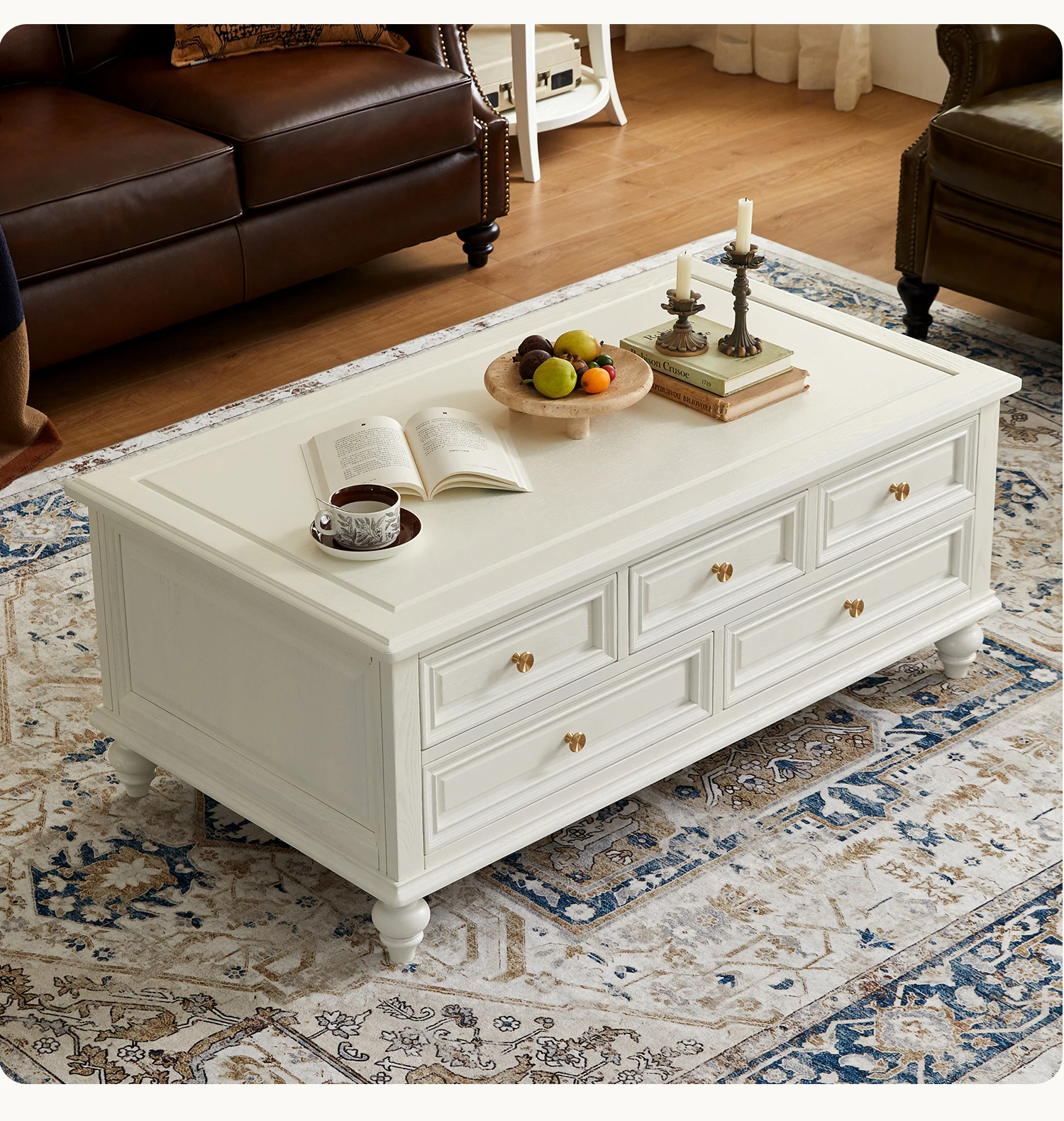 

all-solid wood coffee table TV cabinet combination rural retro home living log storage locker