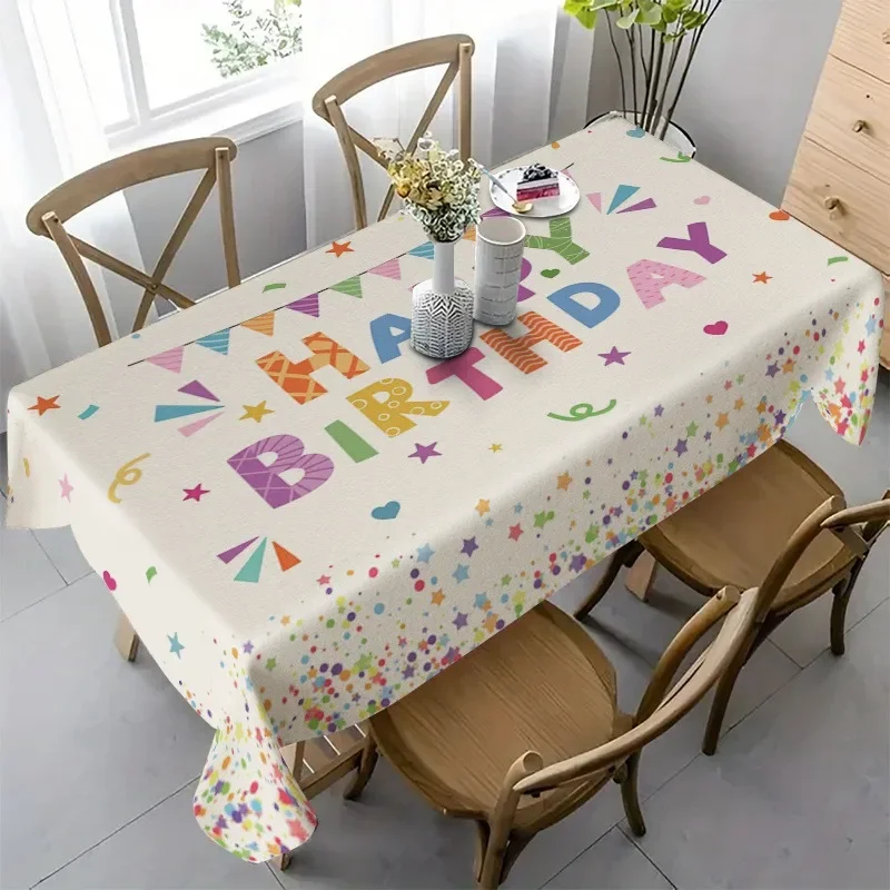 1pc Birthday Happy Tablecloth - Featuring colorful balloons and confetti designs, suitable for indoor/, yzb