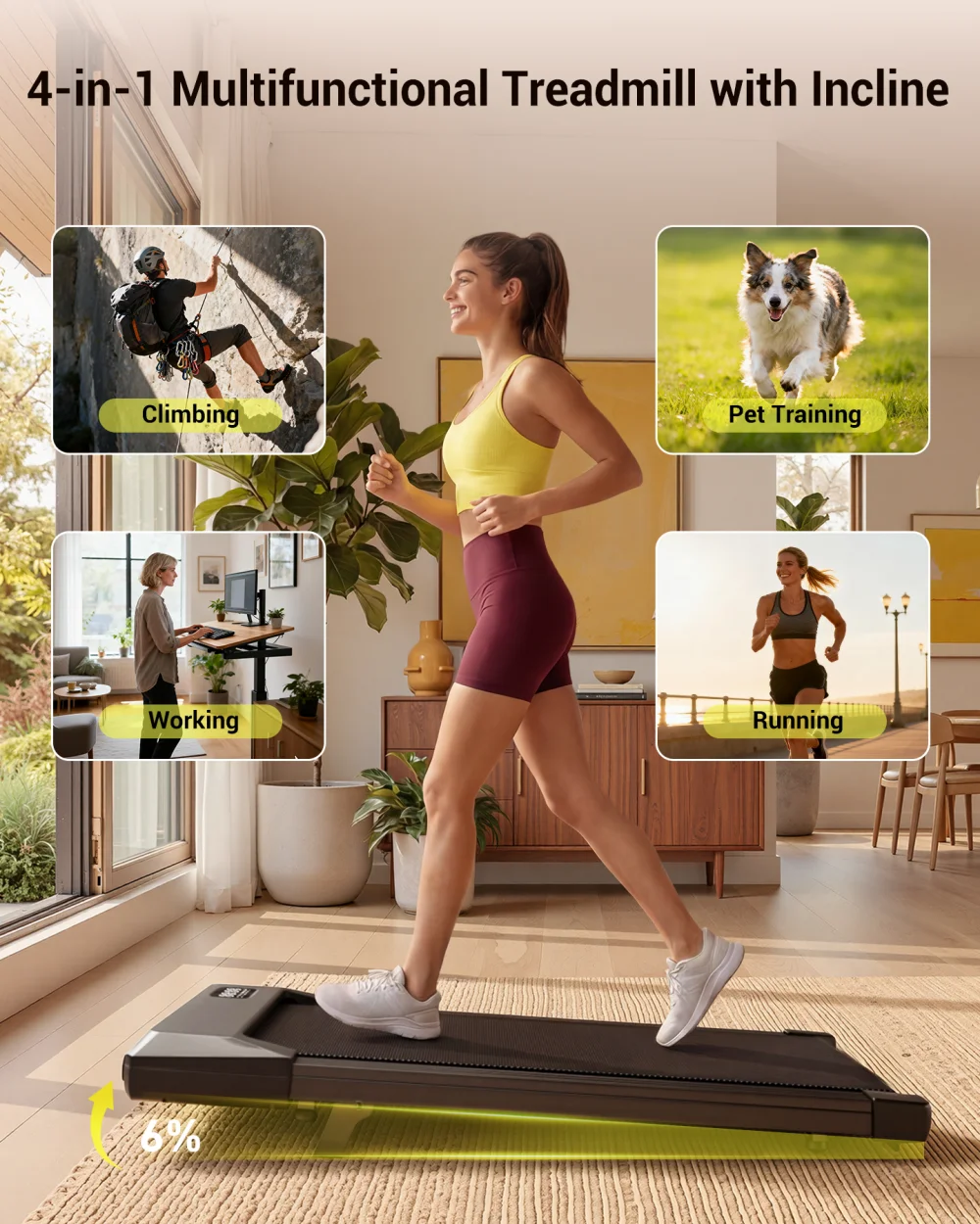 Superun 16.14 * 31.50 Inches Run Belt Walking Pad Treadmills, 1.2 HP 2.5 MPH-4 KPH Pad Treadmill 250 lbs Capacity