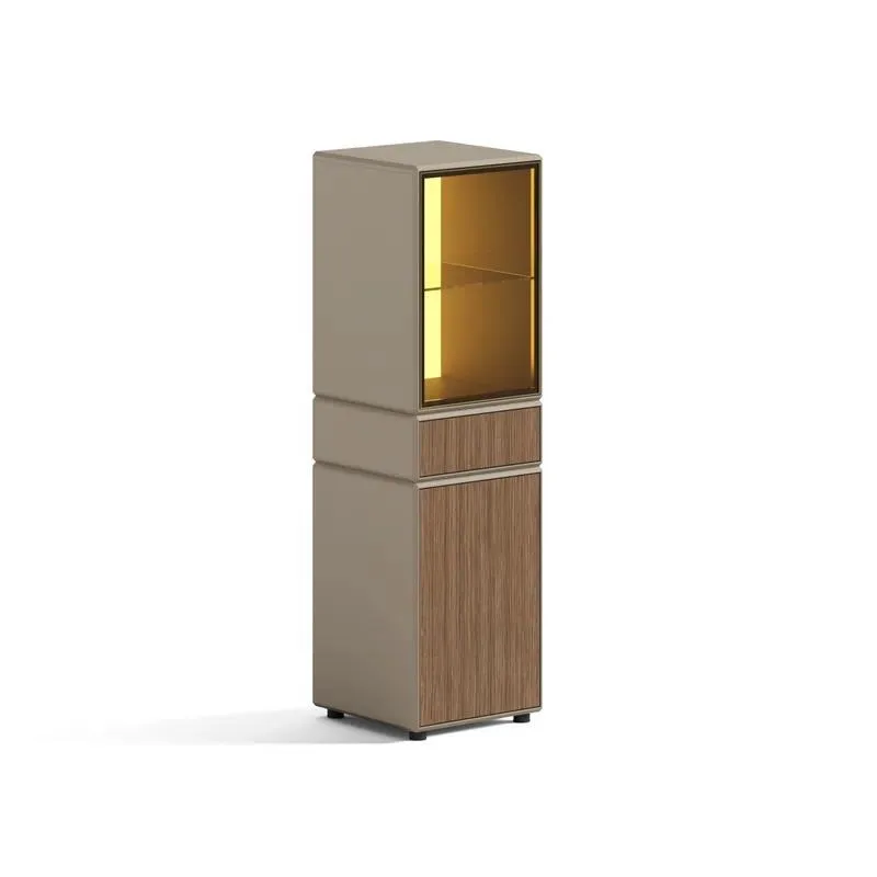 Modern Executive High Cabinet Adjustable Height LED Lighting Wood Matte Panels for Home Hotel Office Use