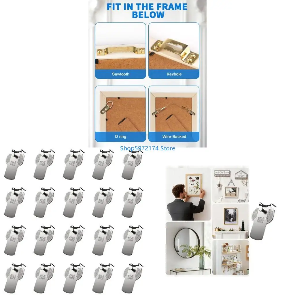 

Y3NB Набор стальных настенных крючков из 20 шт. Требуется сверление Вес 40 фунтов Удобная работа на дому