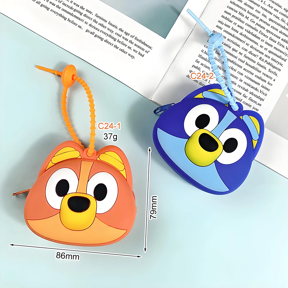 Bluey and Bingo أنيمي الشكل لطيف الكرتون Mnin محفظة نسائية للعملات المعدنية لينة المطاط محفظة الأطفال حقيبة تزيين مُثبت