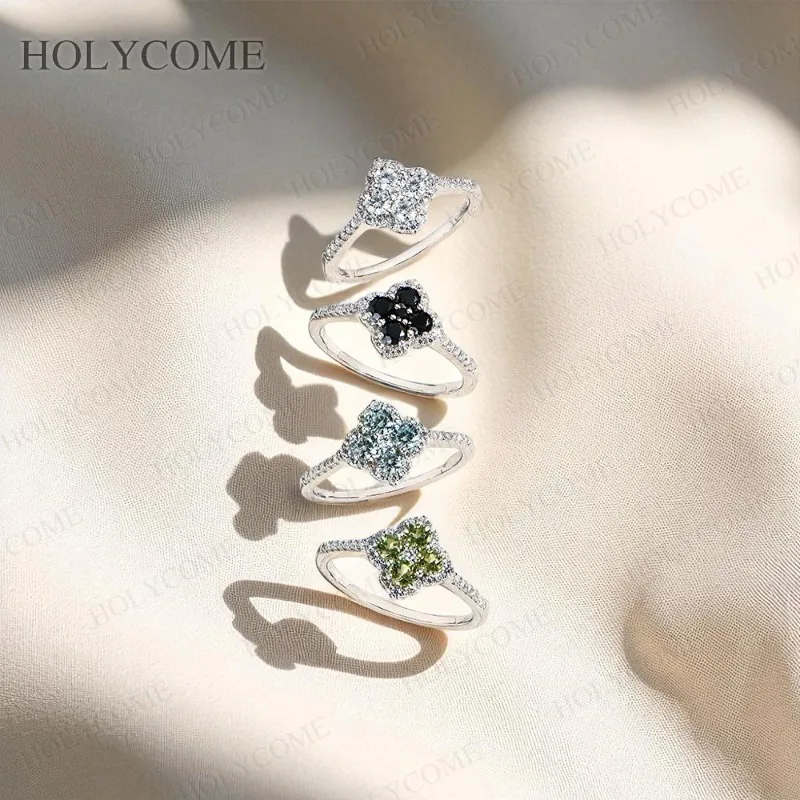 

Custom Ring 925 Sterling Silver Flower Ring Moissanite/Paraiba Zircon/Peridot Fine Jewelry Gifts For Women Wedding Party Gifts