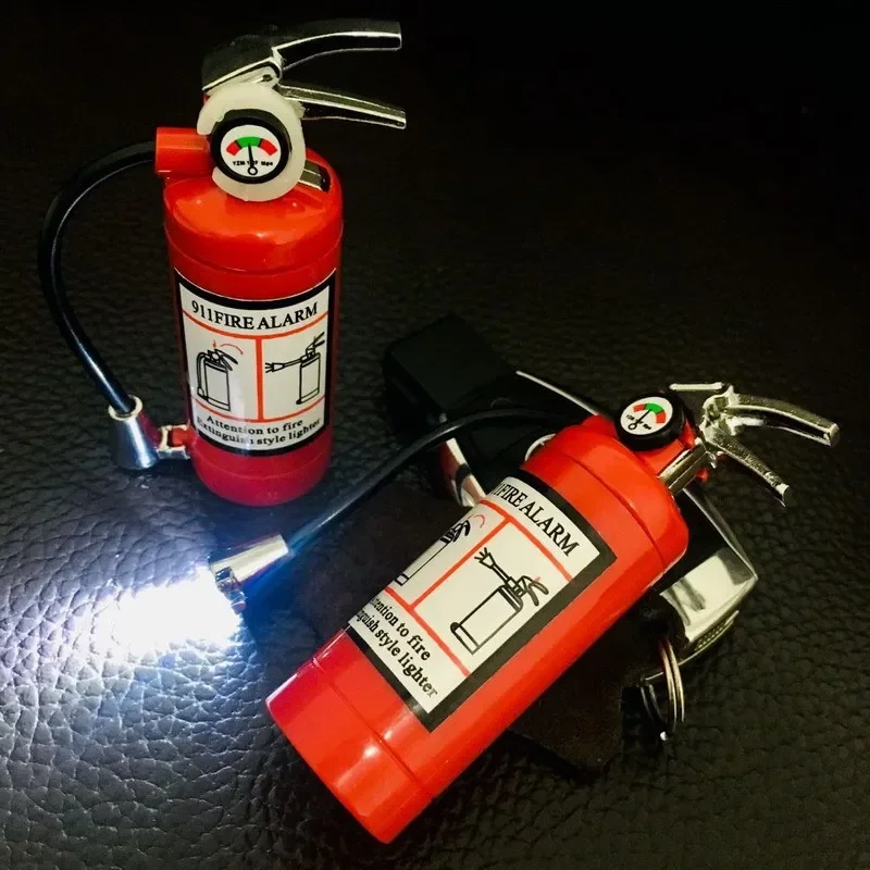 New Fire Extinguisher Torch Lighter Metal Flash Light Free Fire Butane Gas Pipe Lighter Unusual Inflated Cigar Cigarette Lighter