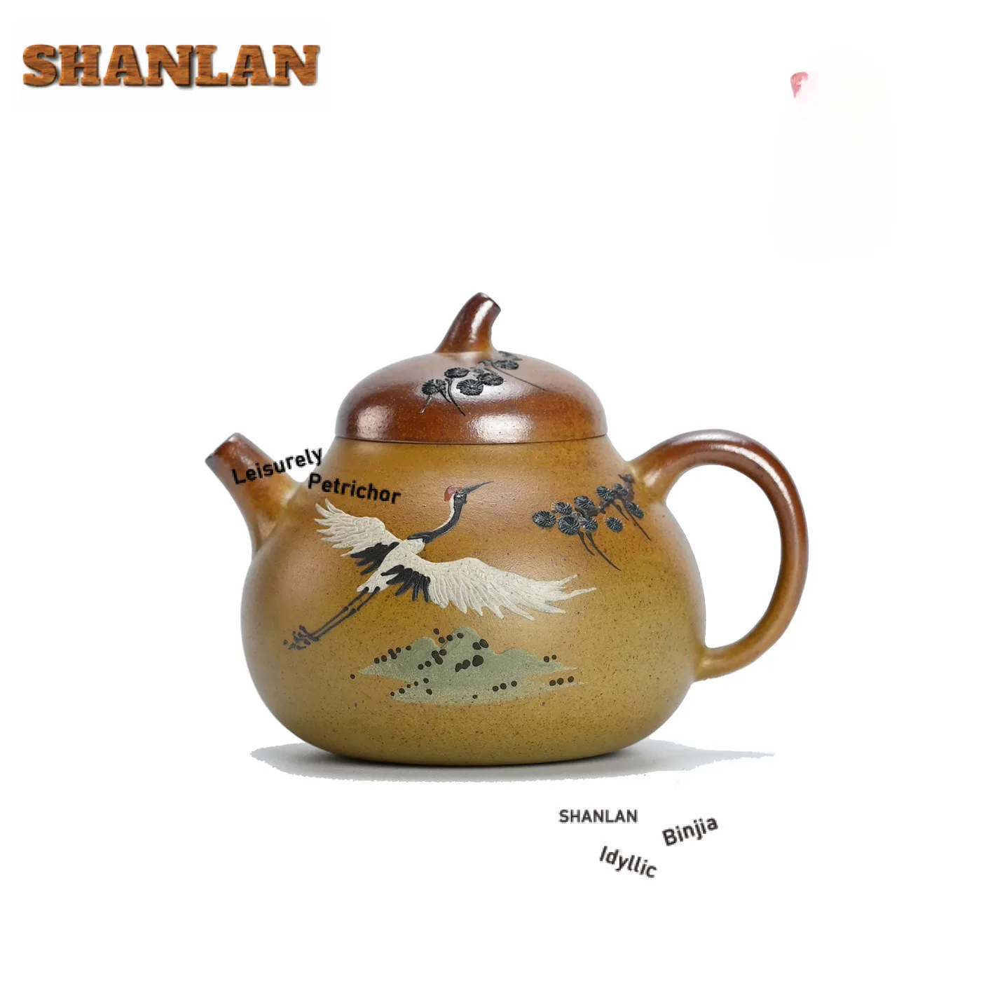 

190 мл креативные чайники из фиолетовой глины Исин, журавль ручной работы, баклажан, дыня, горшок, необработанная руда, грязевой чайник, чайный сервиз Zisha