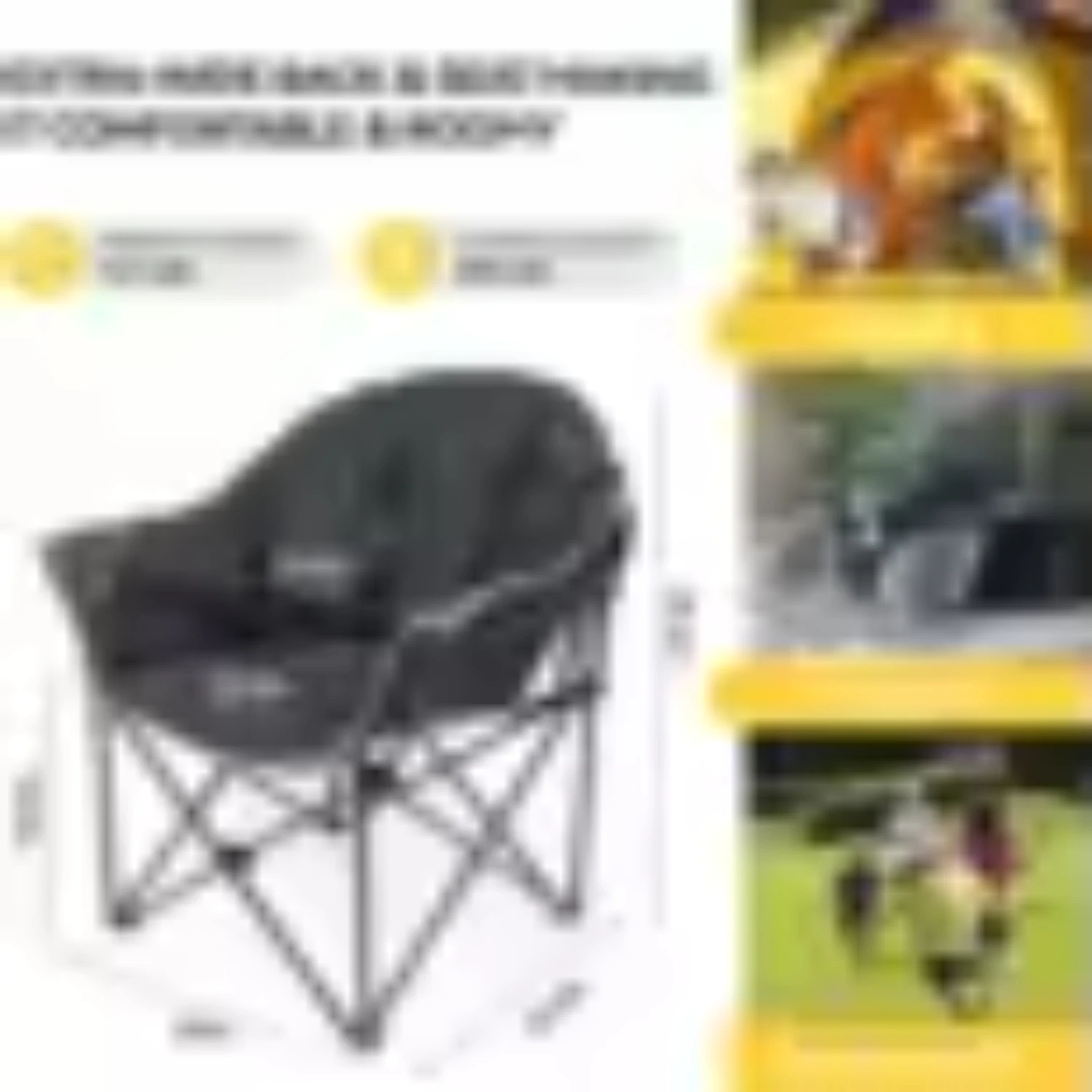 Kinnls Outdoor Portable Heated Folding Chair Lounge Support 500 lbs Oxford Fabric Roomy Camping Chair Fishing