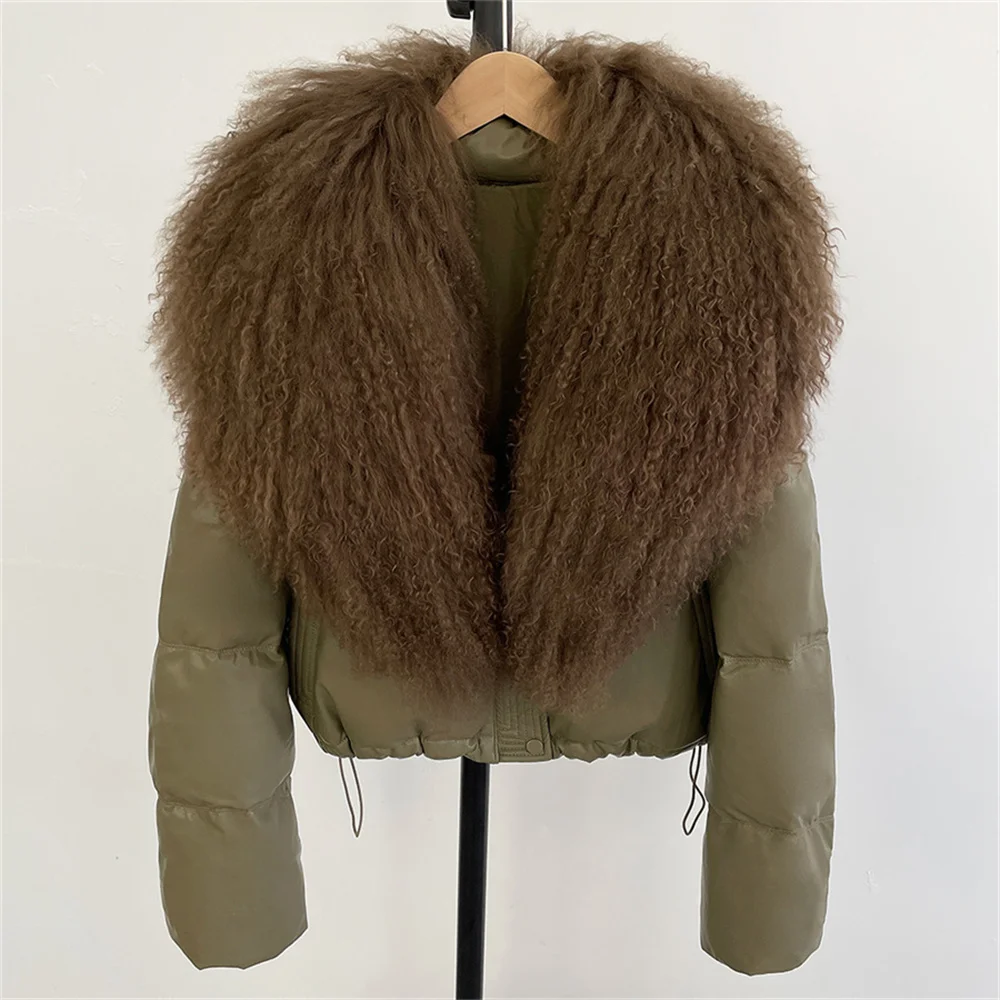 2025, dames winterdonsjack, satijn, bontkraag, warm, casual, damesbovenkleding, Y2K nieuwe mode, hoogwaardige jasbeha