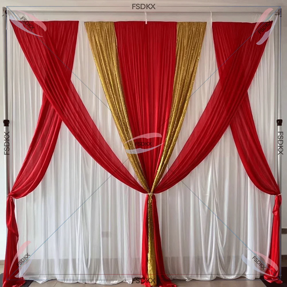 Wedding Stage Decorations Party Chiffon Drapes Swag Silk Fabric Backdrop Curtain For Wedding Birthday Event