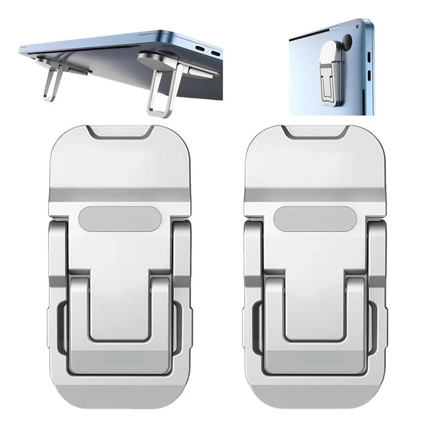 2-in-1 Laptop Stand & Keyboard Foot Pads Mini Portable Invisible Design，Height Adjustable Foldable,  Made by Zinc Alloy