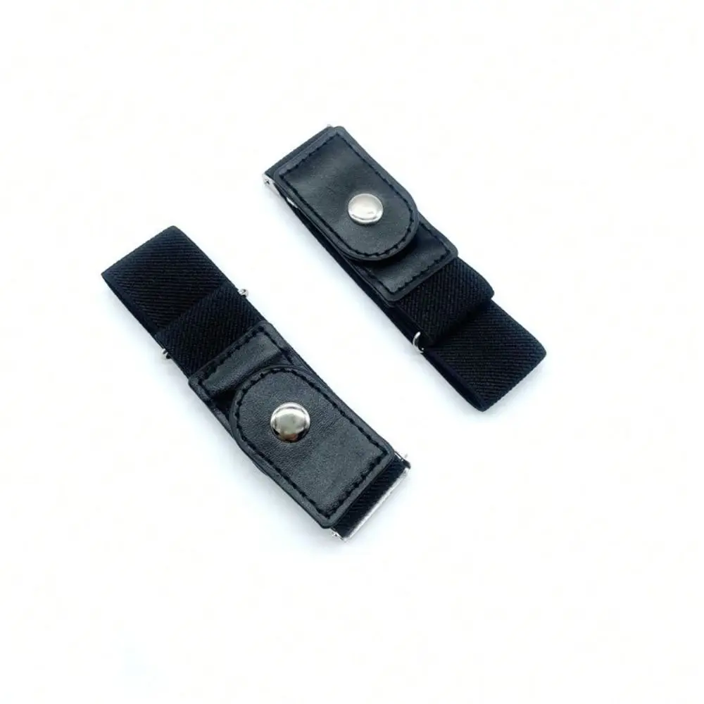 2pcs/set Casual No Buckle Elastic Belt Adjustable Invisible Waist Belt Canvas Pants Buckle Unisex