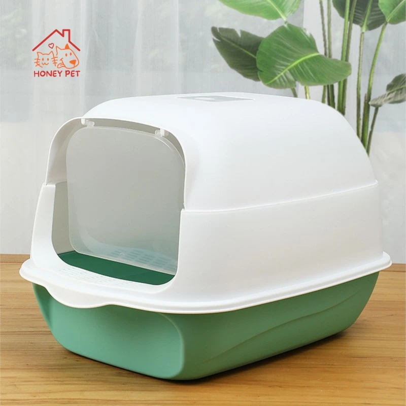 

Honey Pet Large Fully Enclosed Cat Litter Box Detachable Raised Anti Splash Flip Cover For Cat Toilets Fully Enclosed With Doors