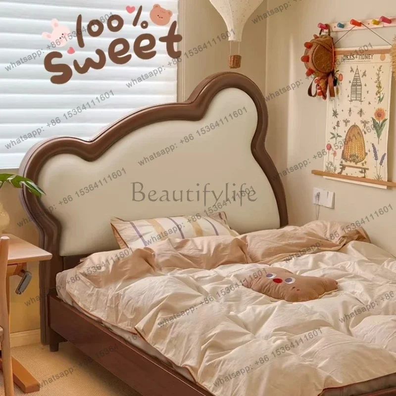 LS150x200cm Bedroom Furniture Modern Minimalist Cute Bed 2 People Comfortable Letto Matrimoniale Cartoon Design Children Bed