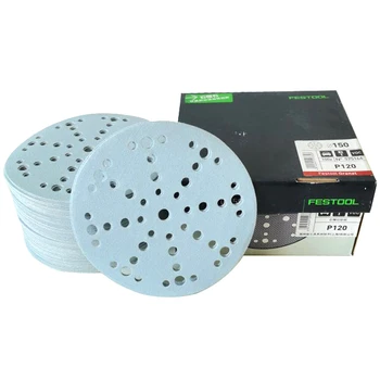 가넷 사포 라운드 150mm 17/48 홀 플록, 자체 접착 백 벨벳 자동차 퍼티 샌딩에 적합, 페스툴 샌더, 6 인치