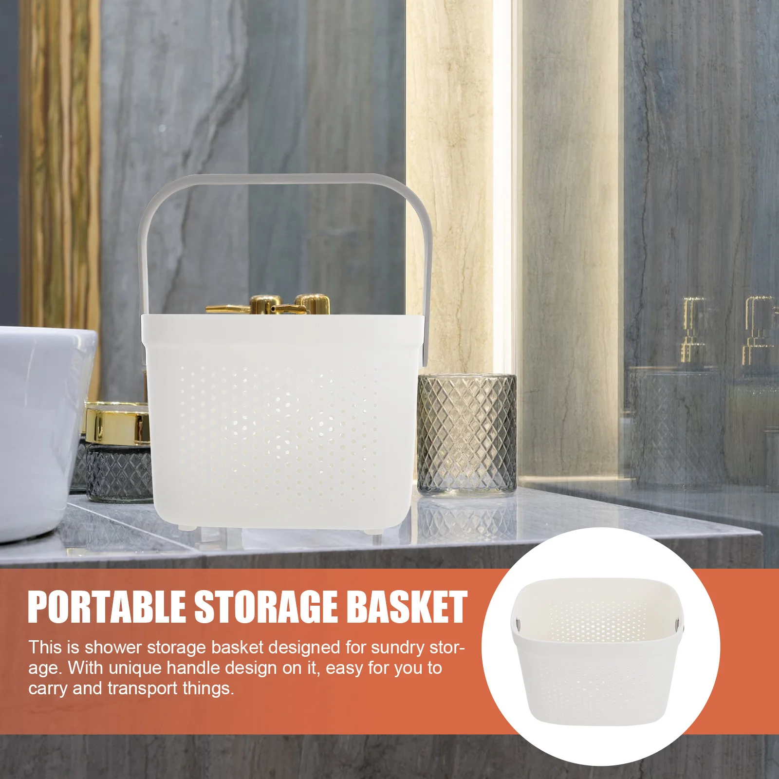 

Handheld Shower Basket Portable Bath Storage Organizer Handle Bathroom Accessory Practical Sundry Holder for Small