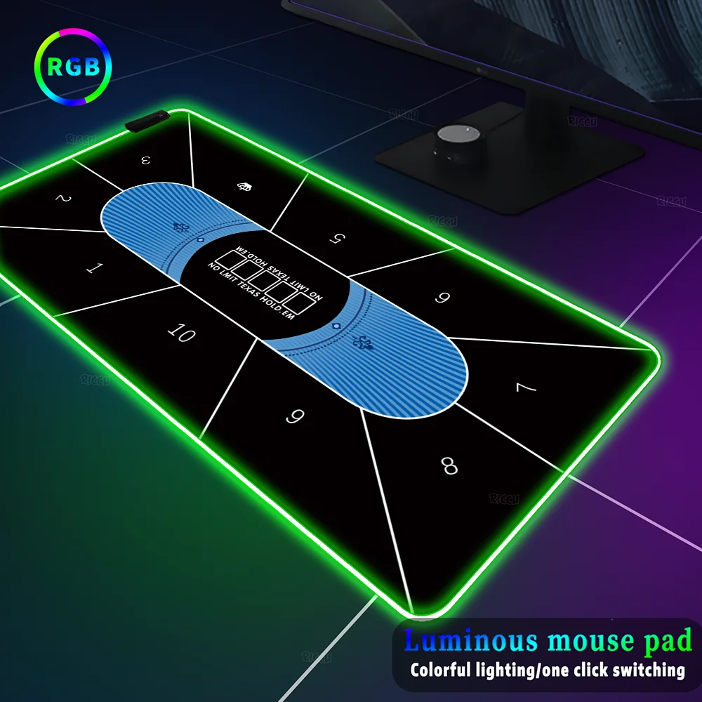 

Texas Poker Mouse Pad Gamer Rgb Big Mousepepad Setup Gaming Accessories Large Desk Mat Back Light Backlight Deskmat Mousepad