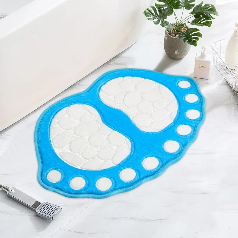 Bathroom Rugs Mats Super Absorbent Non-slip Bath Rugs Washable Cobblestone Bath Carpet Cute Foot Shaped Memory Foam Area Rug