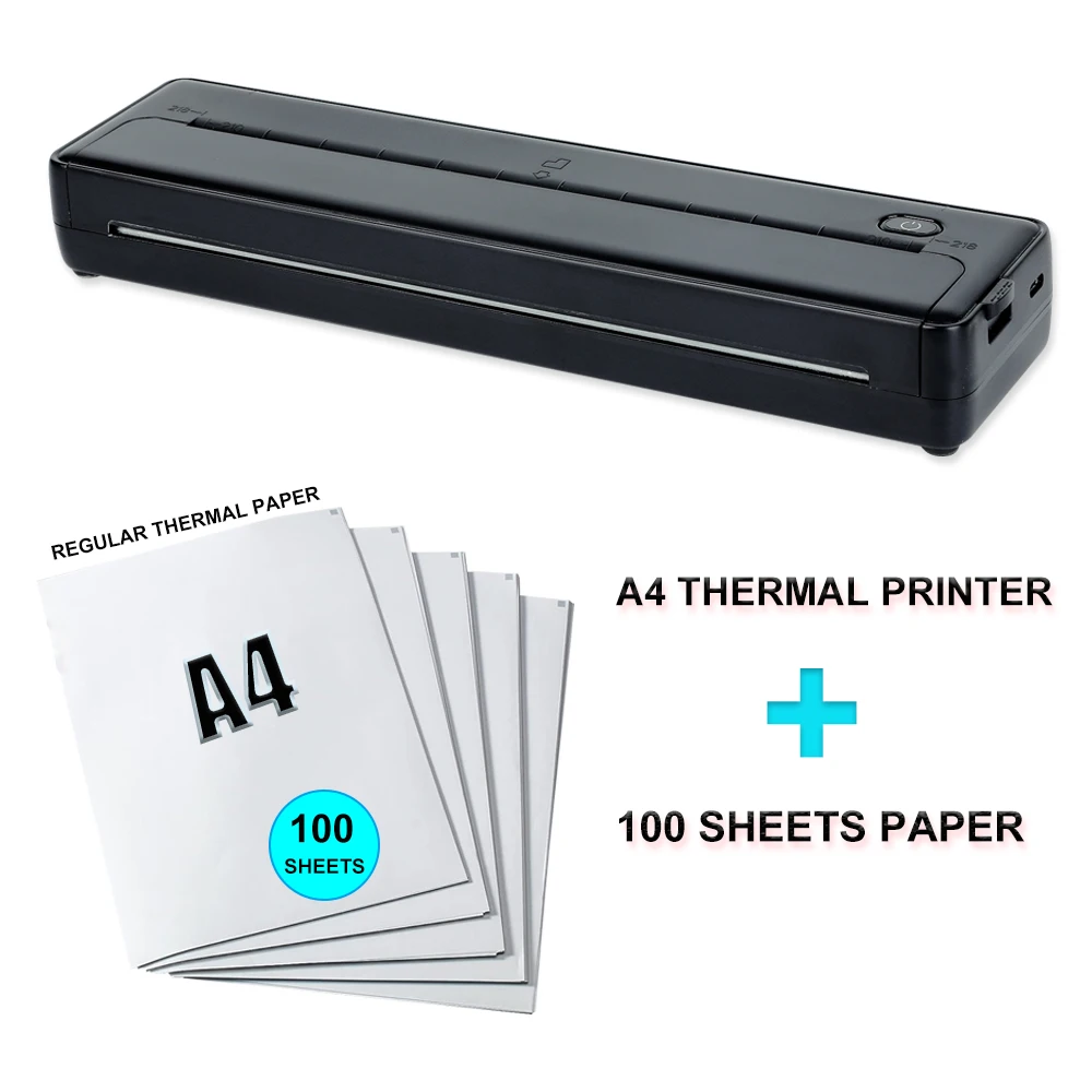 

Portable Inkless Wireless A4 Thermal PDF Printer Bluetooth Excel Word Document Photo Printer Machine Folded Paper Moving Printer