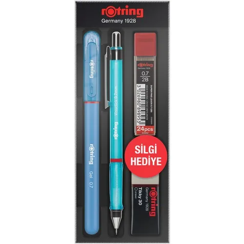 Rotring Visuclick Set Rotring Gel Pen,0.7mm Mechanical Pencil,0.7mm 2B Rotring Type, tikky 30-Eraser,Office and School Supplies