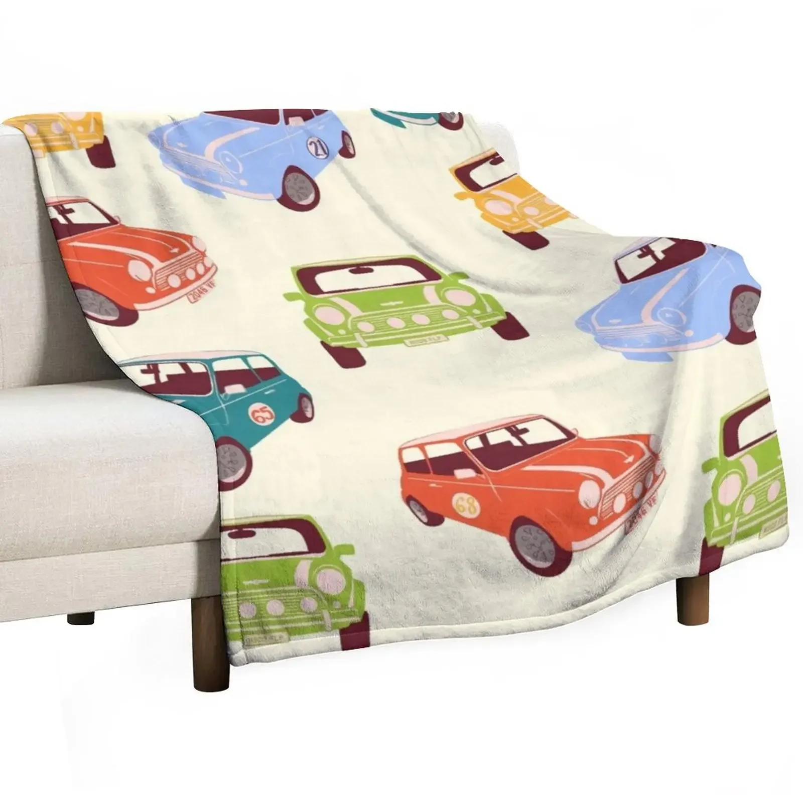 Multicoloured Mini Coopers Throw Blanket Luxury Brand for sofa Blankets